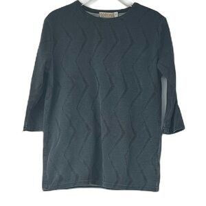 Tottini girls herringbone sequin size 7 teal blue 3/4 sleeve lightweight top